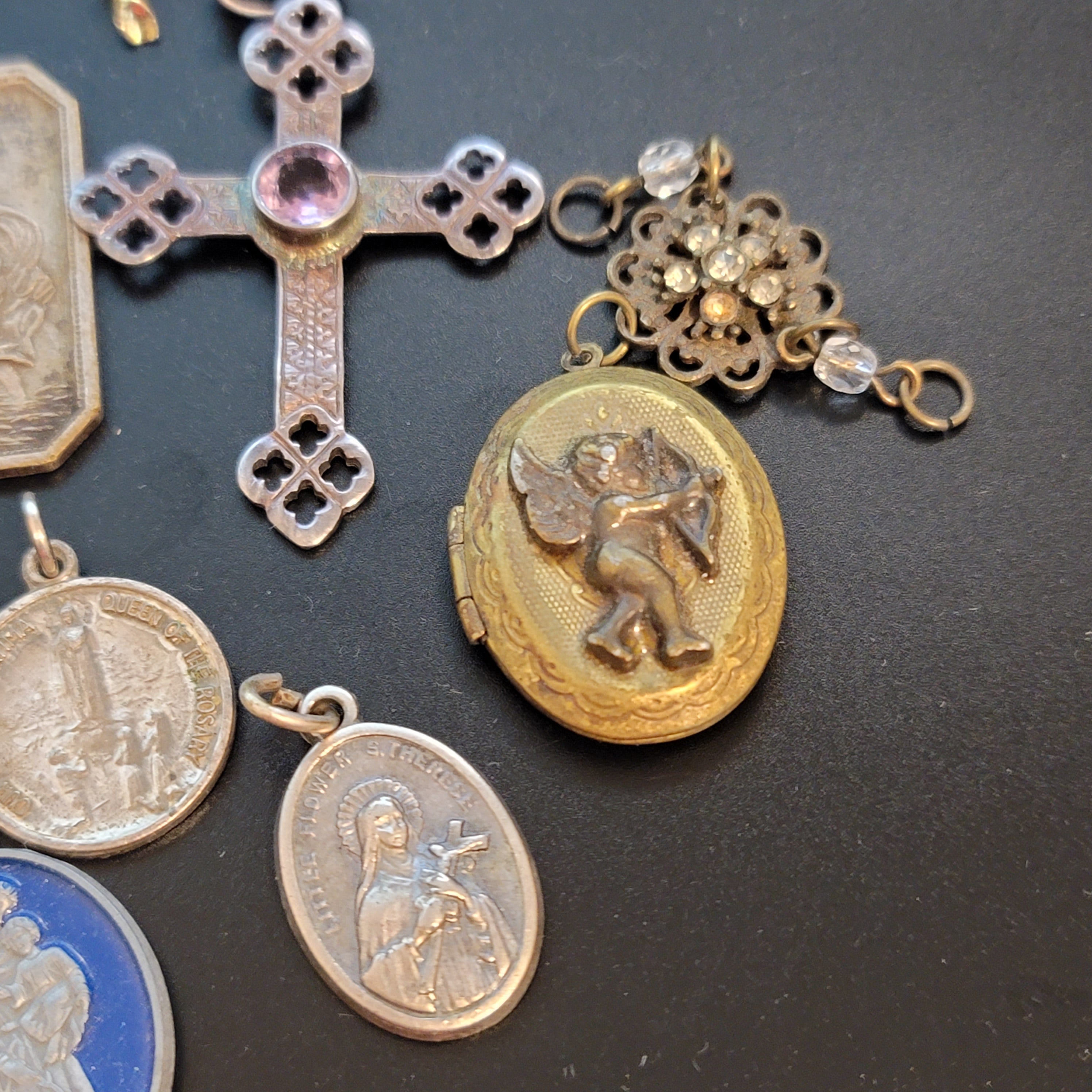 Lot of 13 Religious Themed Charms, Cross and Pins