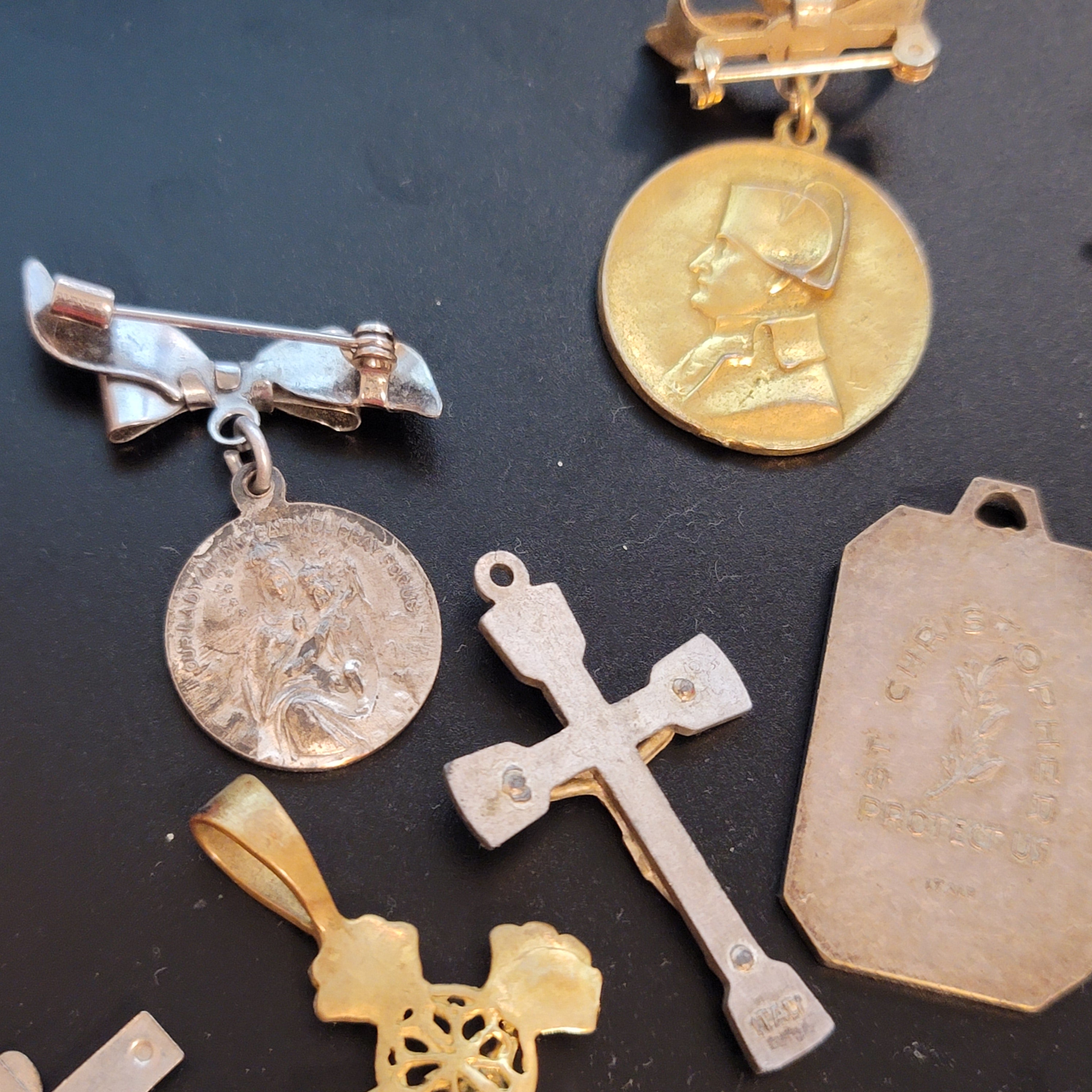 Lot of 13 Religious Themed Charms, Cross and Pins