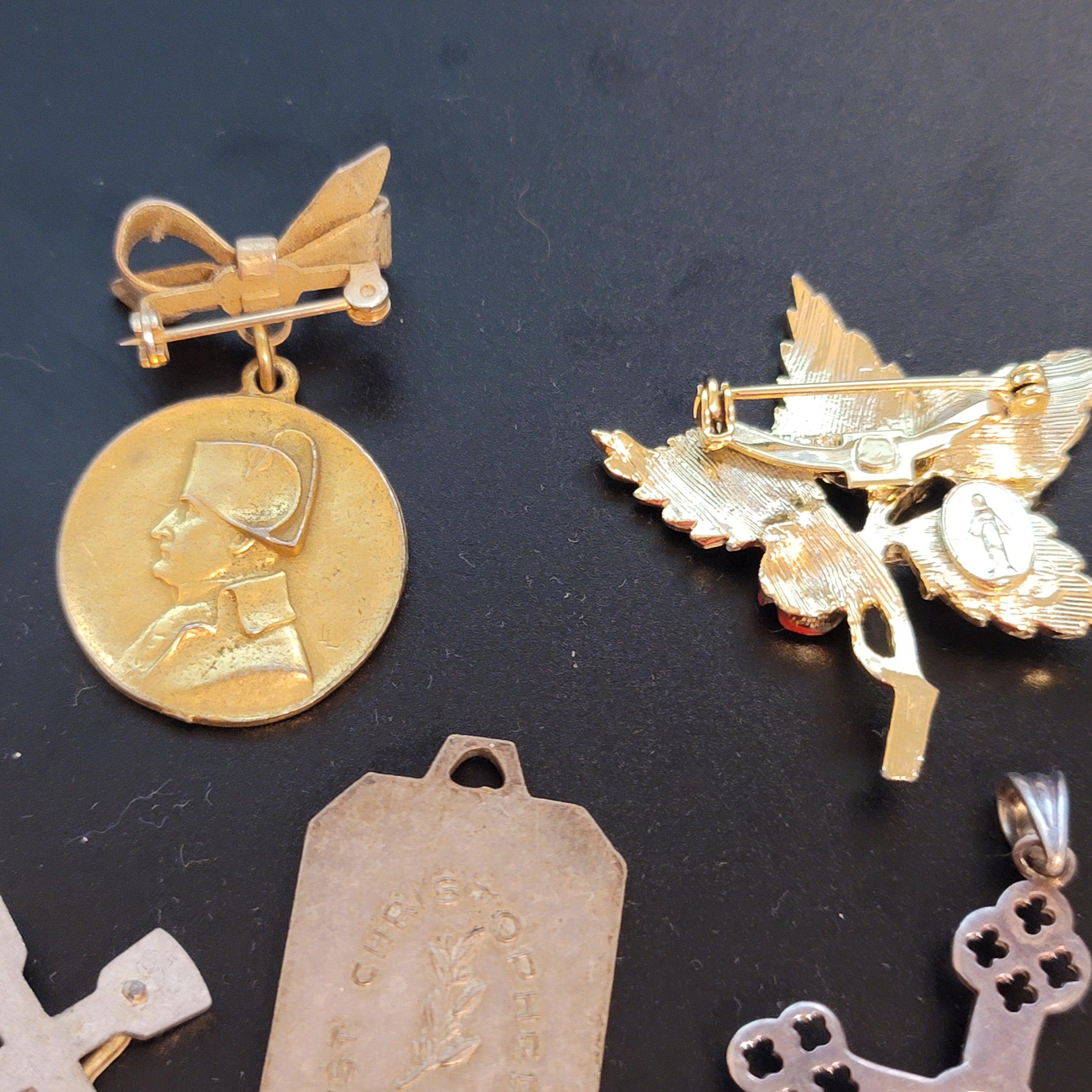 Lot of 13 Religious Themed Charms, Cross and Pins