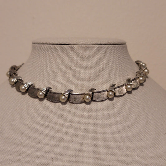 Vintage Trifari Silver Tone Choker Necklace
