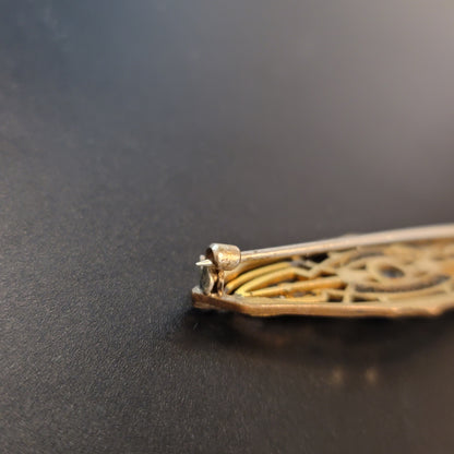 Vintage Gold Tone Blue Stone Brooch