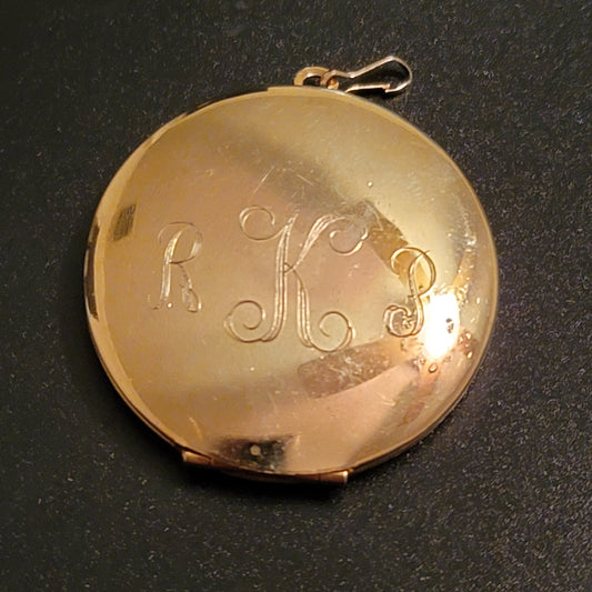 Vintage Monogram Gold Tone Round Locket