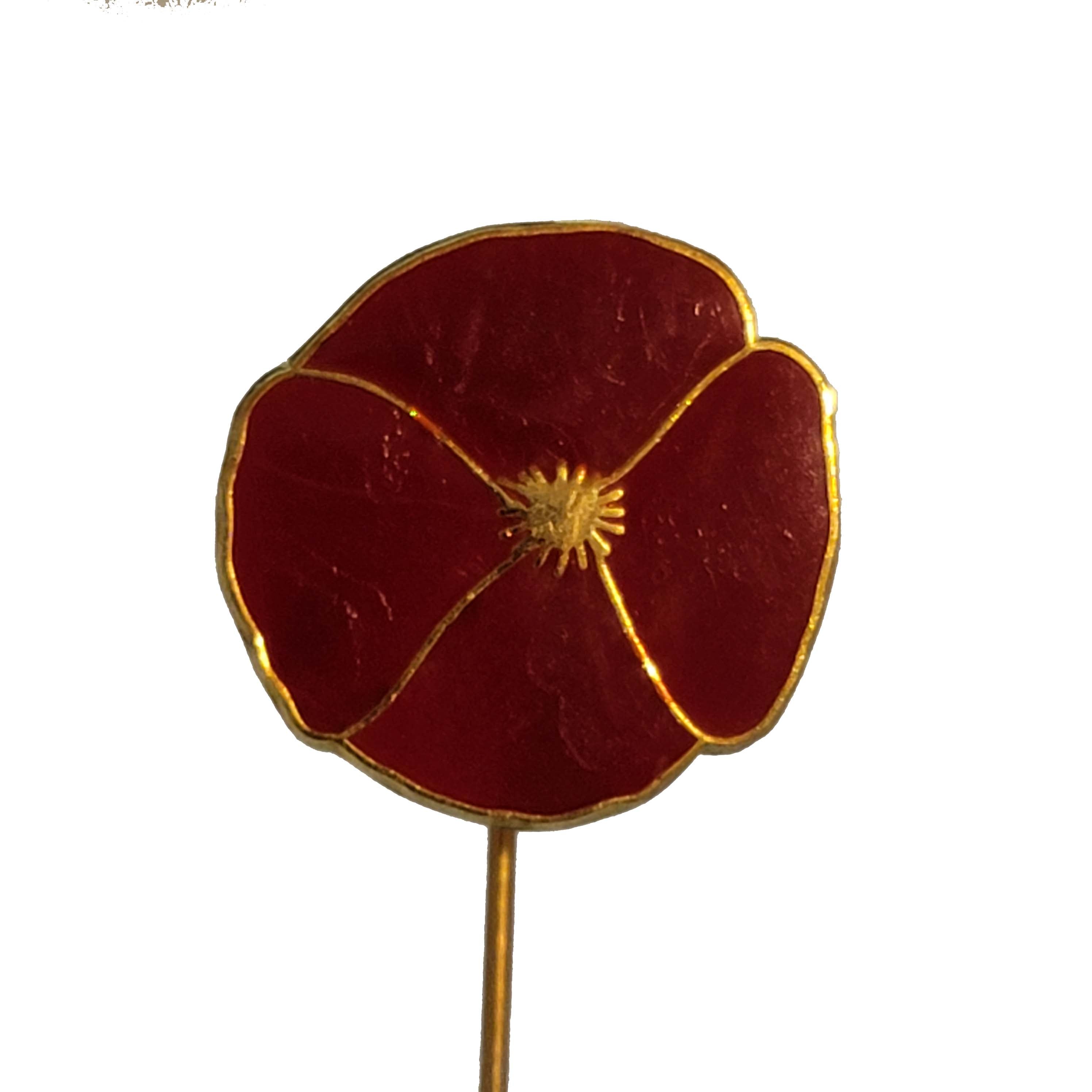 Red Enamel Flower Stick Pin