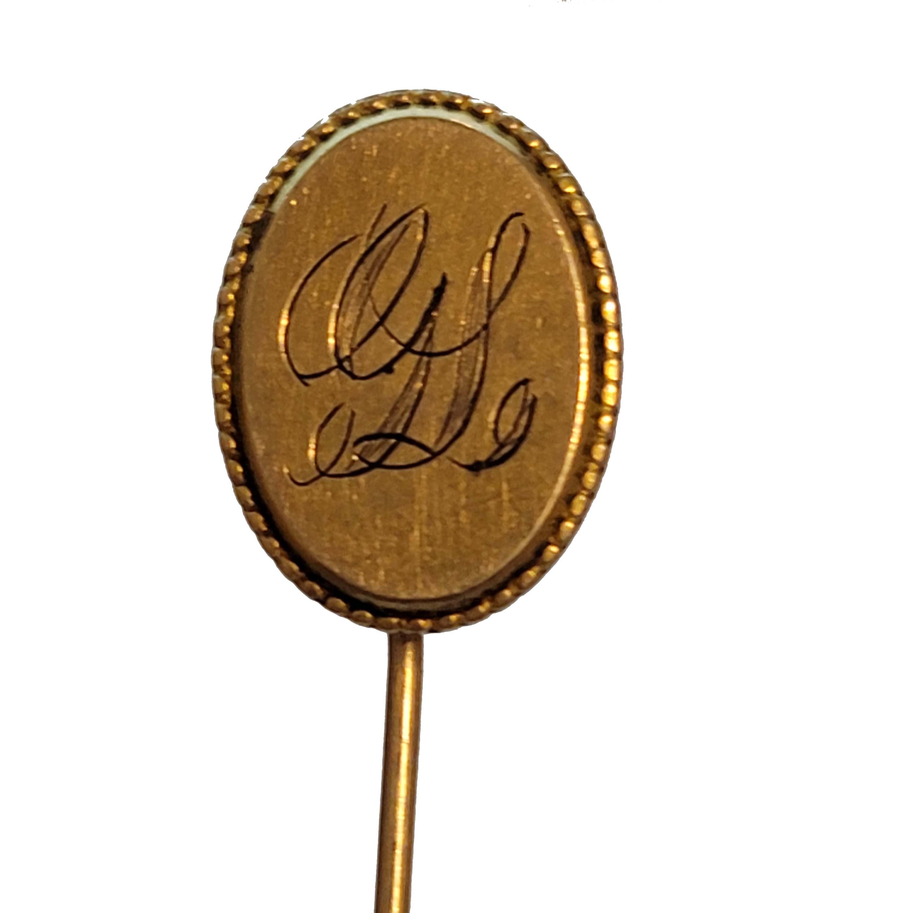 Vintage Gold Tone Monogram Stick Pin