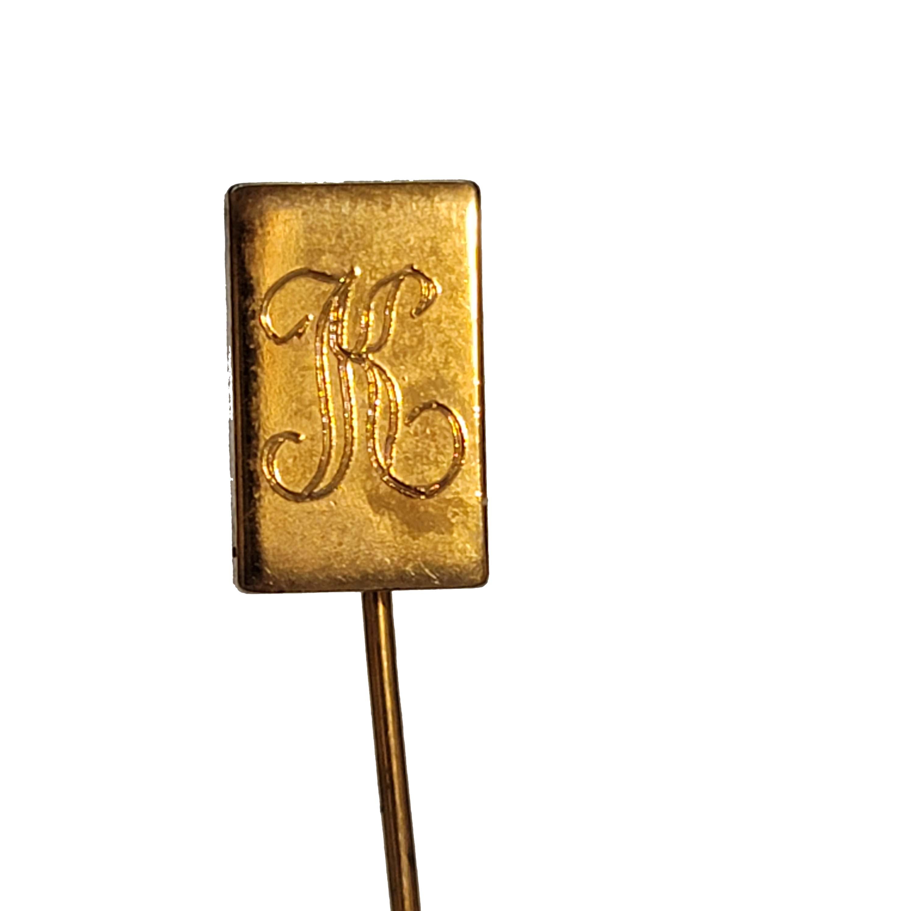 Gold Tone Monogram K Stick Pin