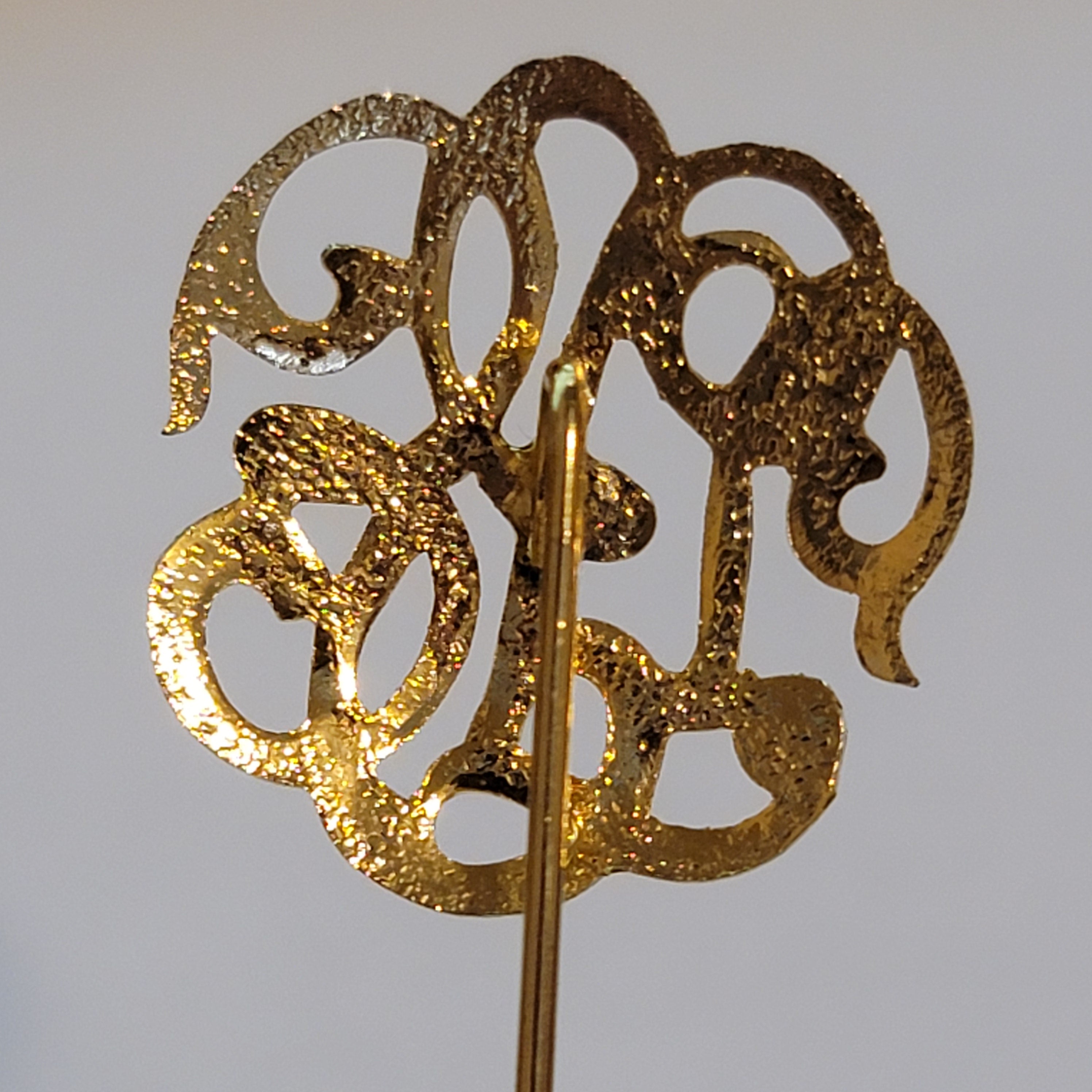 Gold Tone Monogram Stick Pin
