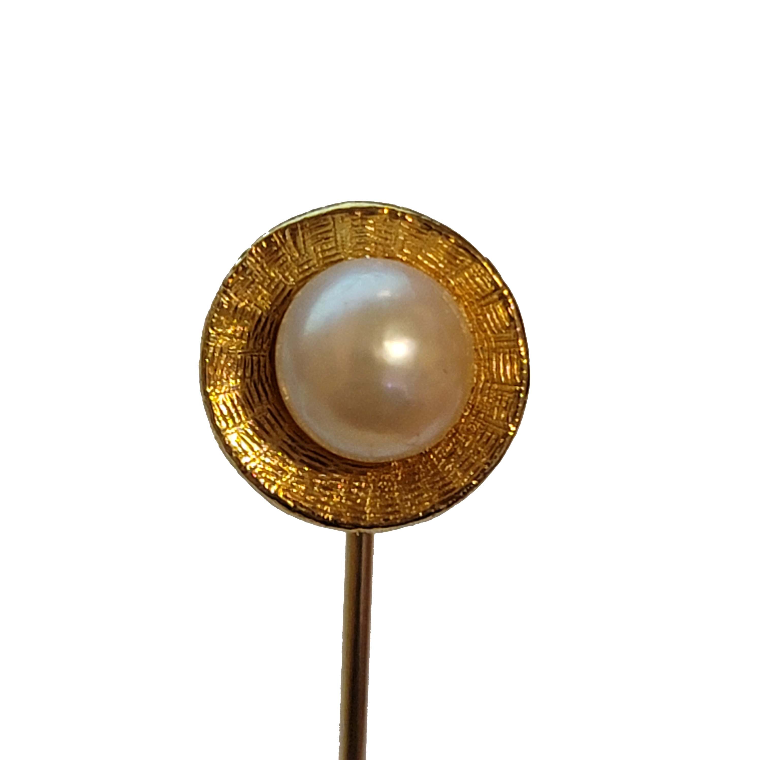 Gold Tone Simulated Pearl Stick Pin
