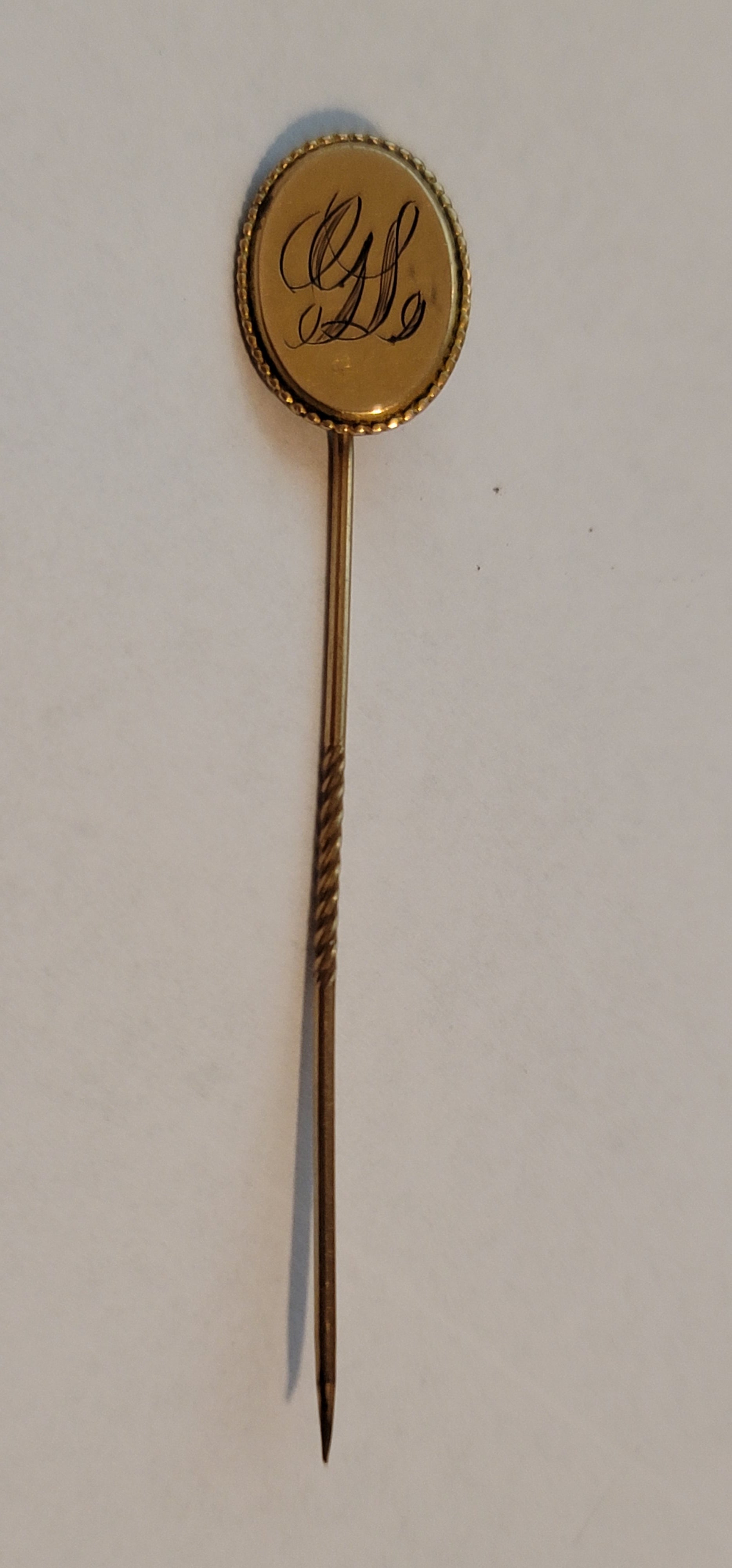Vintage Gold Tone Monogram Stick Pin