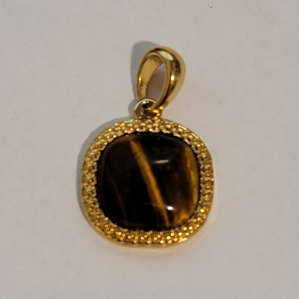 Small Gold Tone Tiger's Eye Pendant