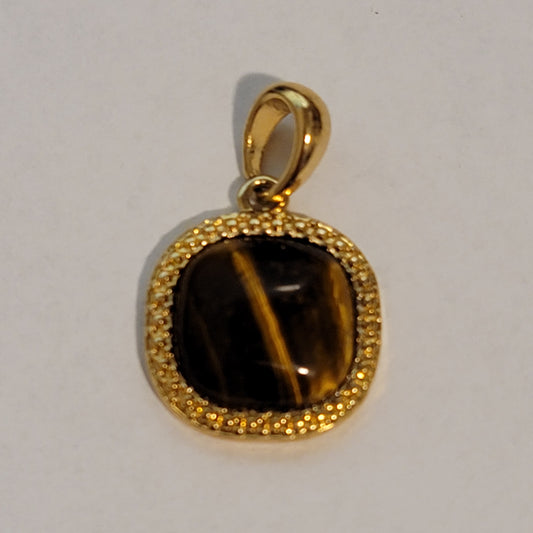 Small Gold Tone Tiger's Eye Pendant