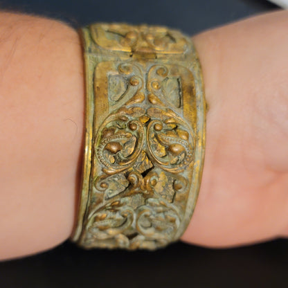 Vintage Brass Hinged Bracelet