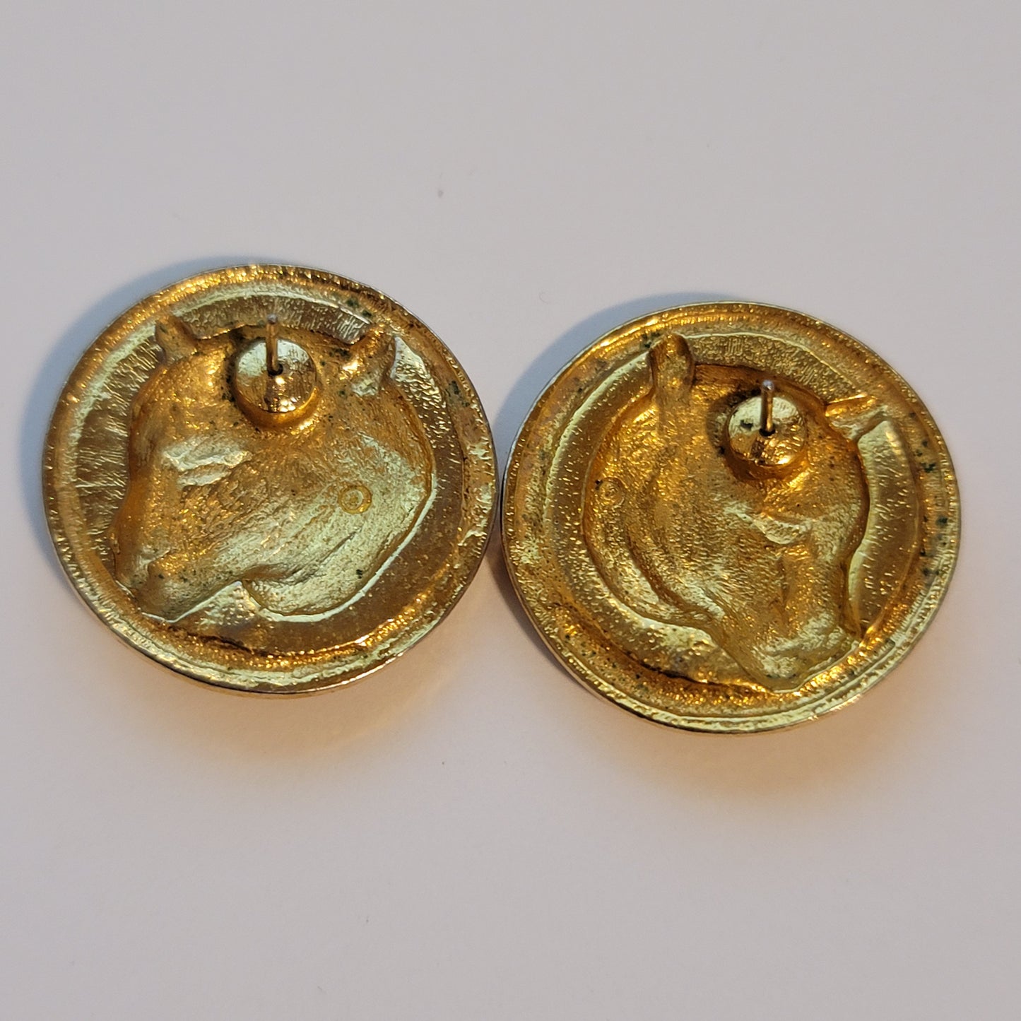 Gold Tone Leopard Round Earrings