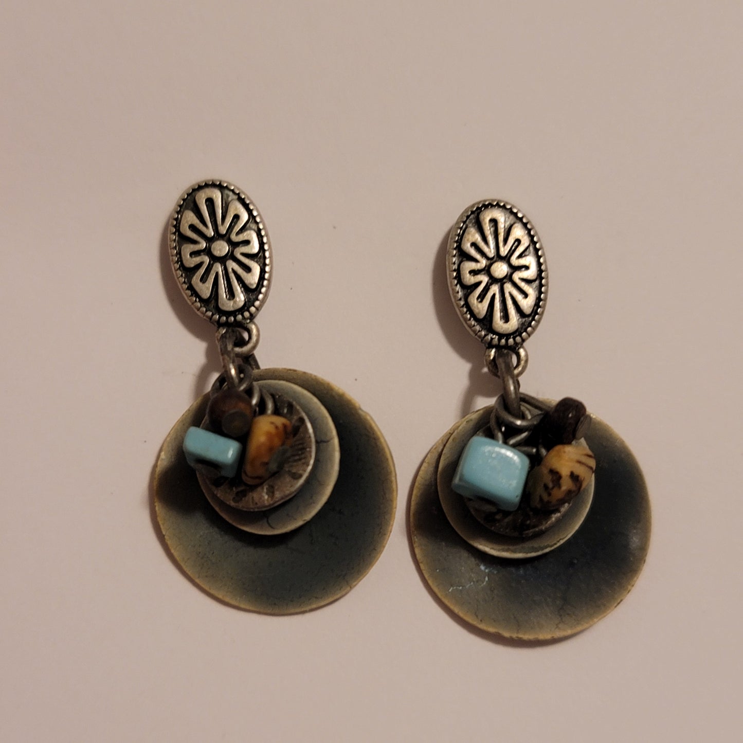 Green Shell Dangle Earrings