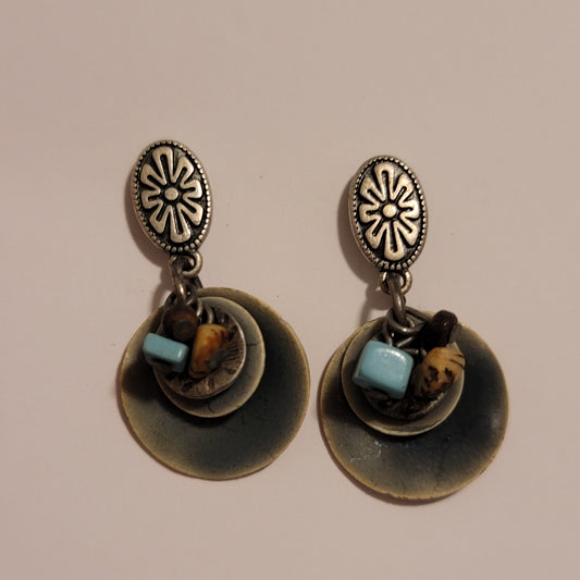 Green Shell Dangle Earrings