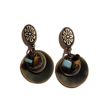 Green Shell Dangle Earrings