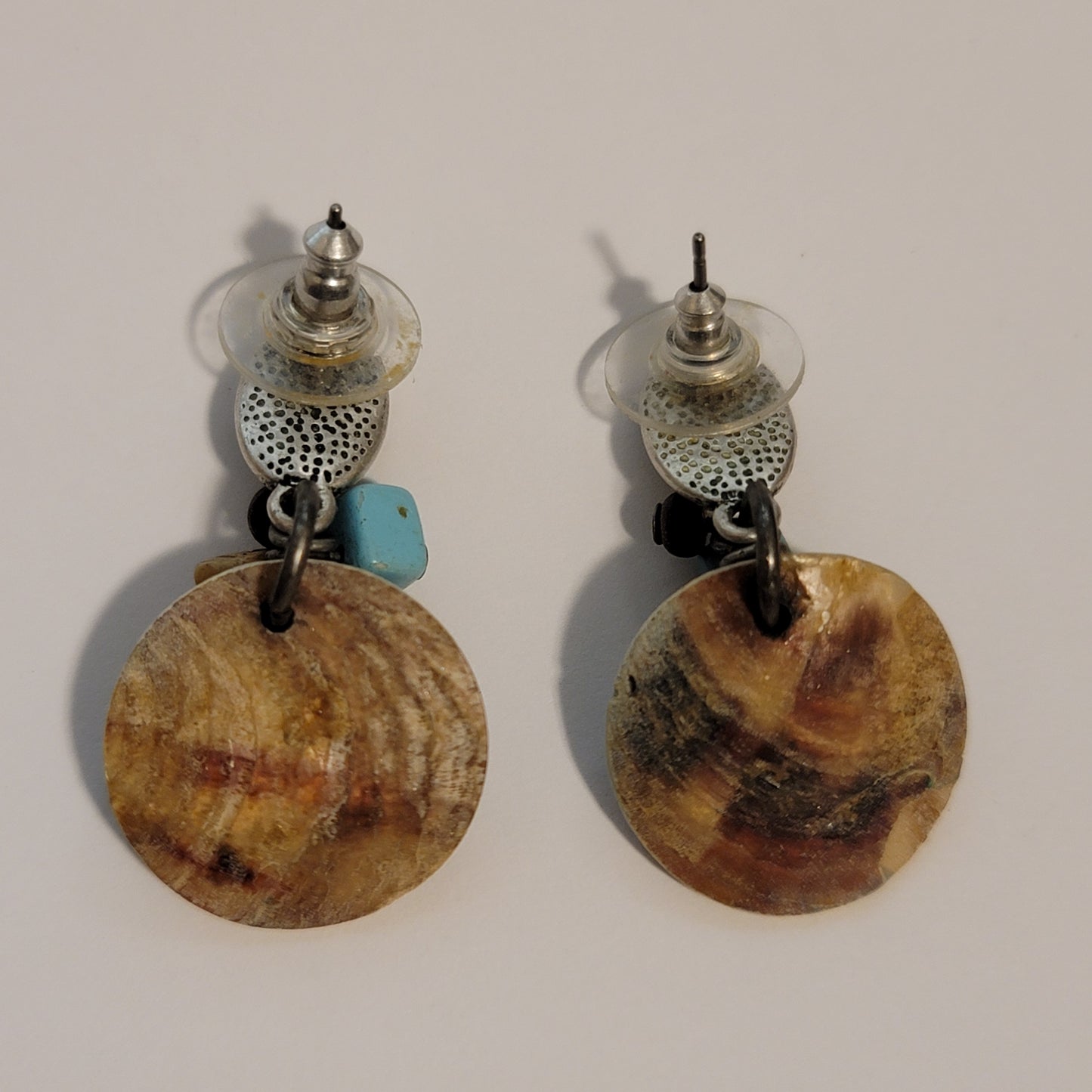 Green Shell Dangle Earrings