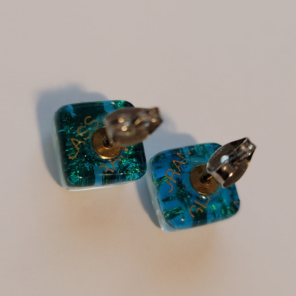 Small Square Murano Glass Stud Earrings