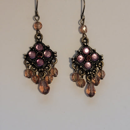 Pink & Silver Dangle Earrings