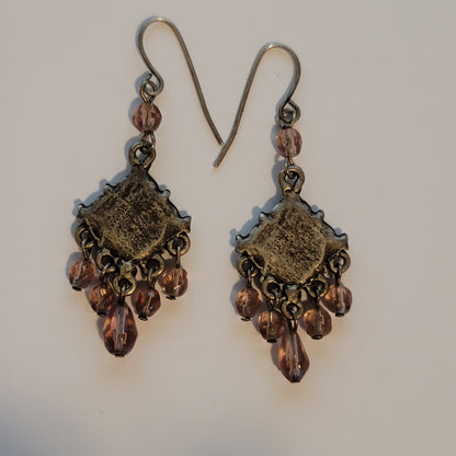 Pink & Silver Dangle Earrings