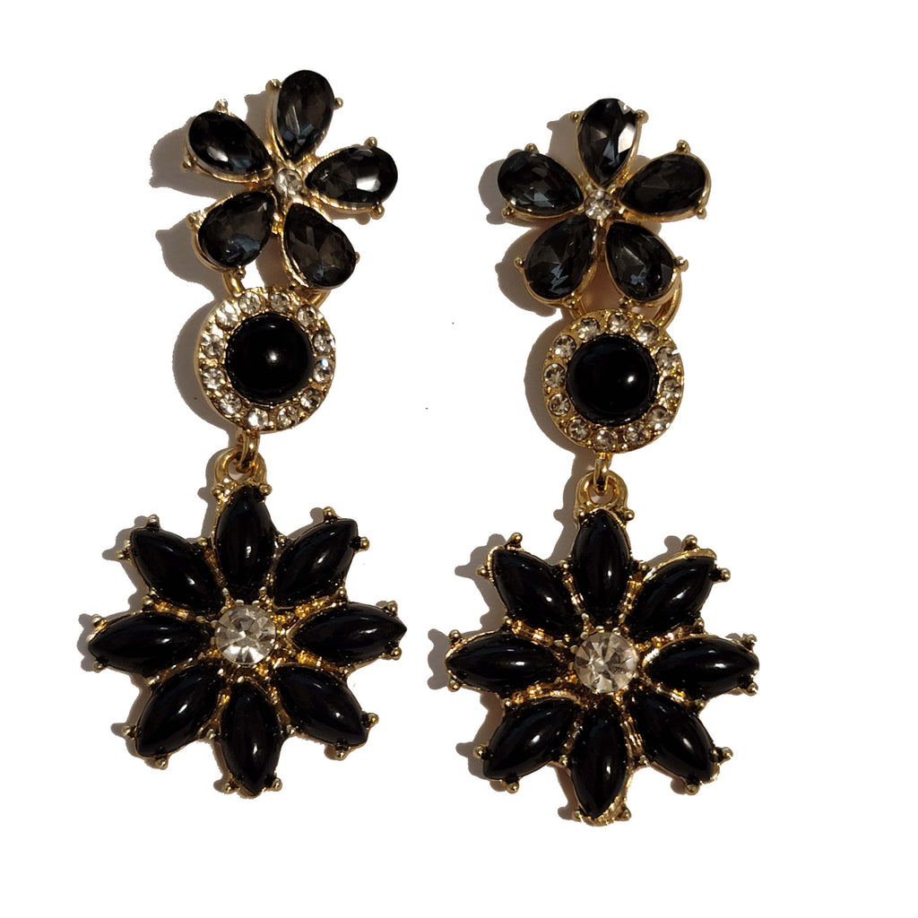 Black & Gold Rhinestone Earrings