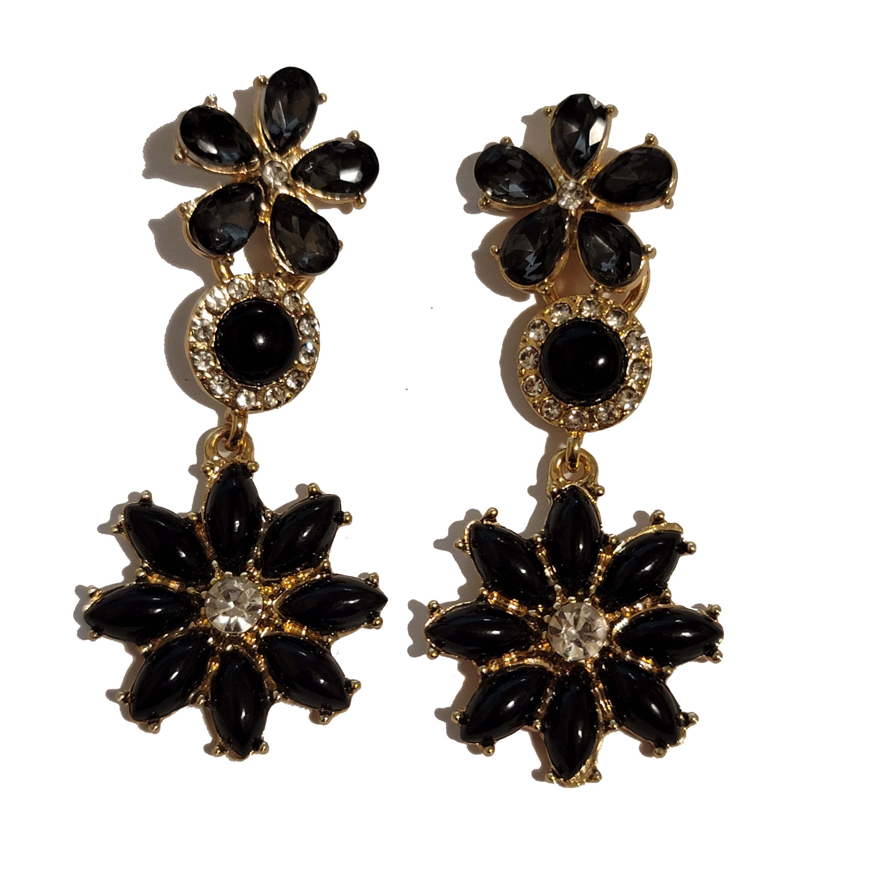 Black & Gold Rhinestone Earrings
