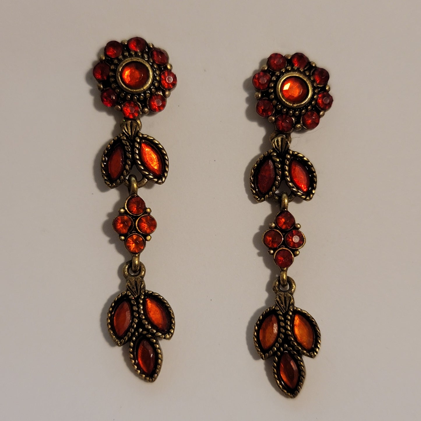 Red & Gold Rhinestone Earrings