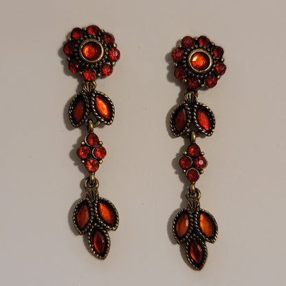 Red & Gold Rhinestone Earrings
