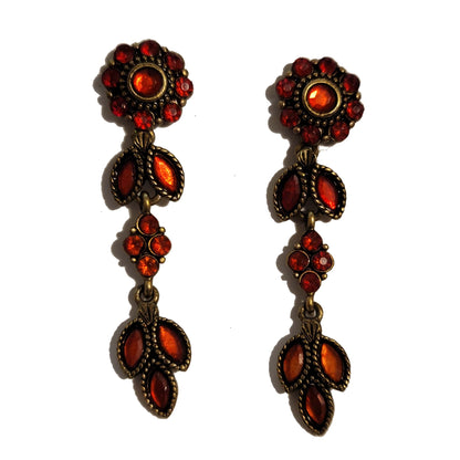 Red & Gold Rhinestone Earrings