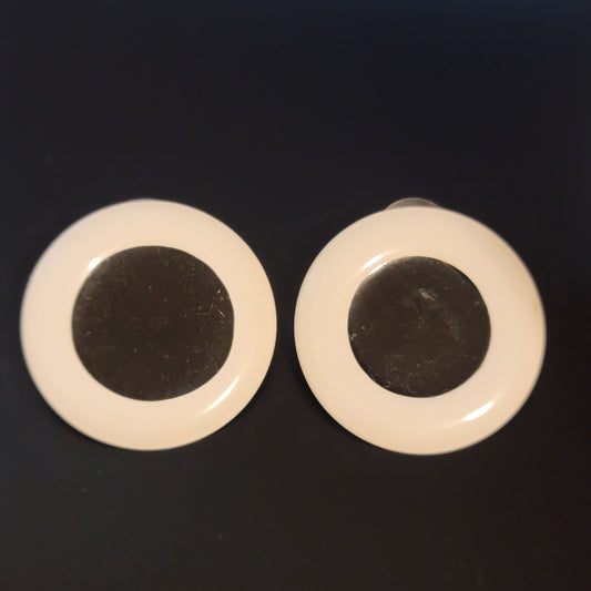 White & Black Round Earrings