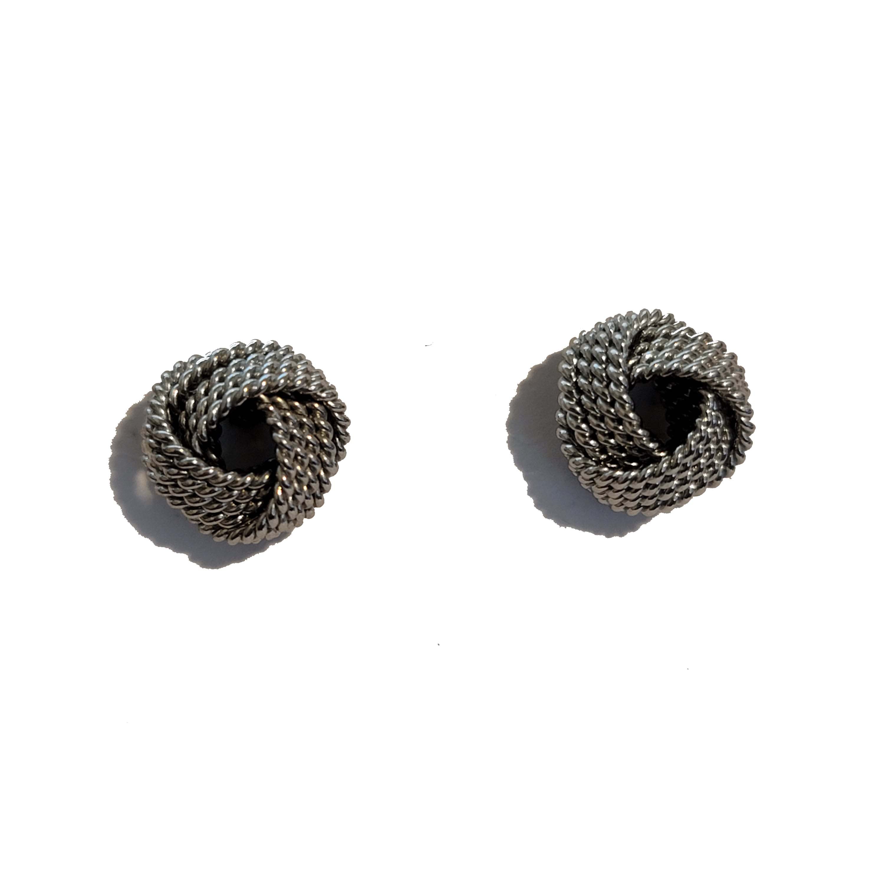 Silver Tone Knot Stud Earrings