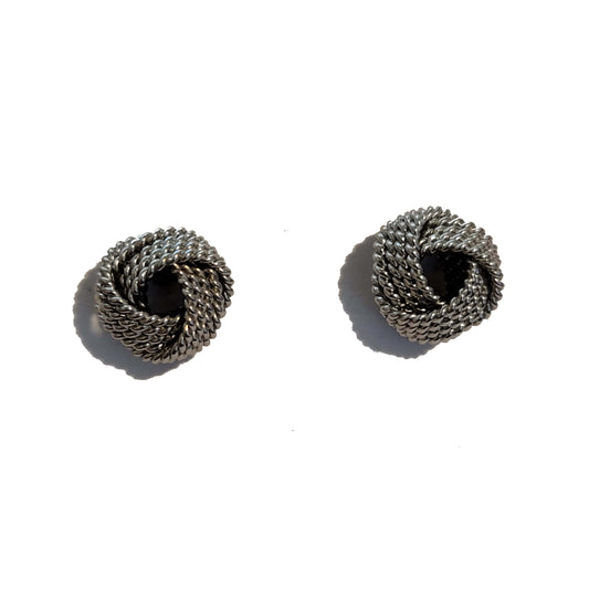 Silver Tone Knot Stud Earrings
