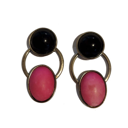 Pink & Black Door Knocker Earrings