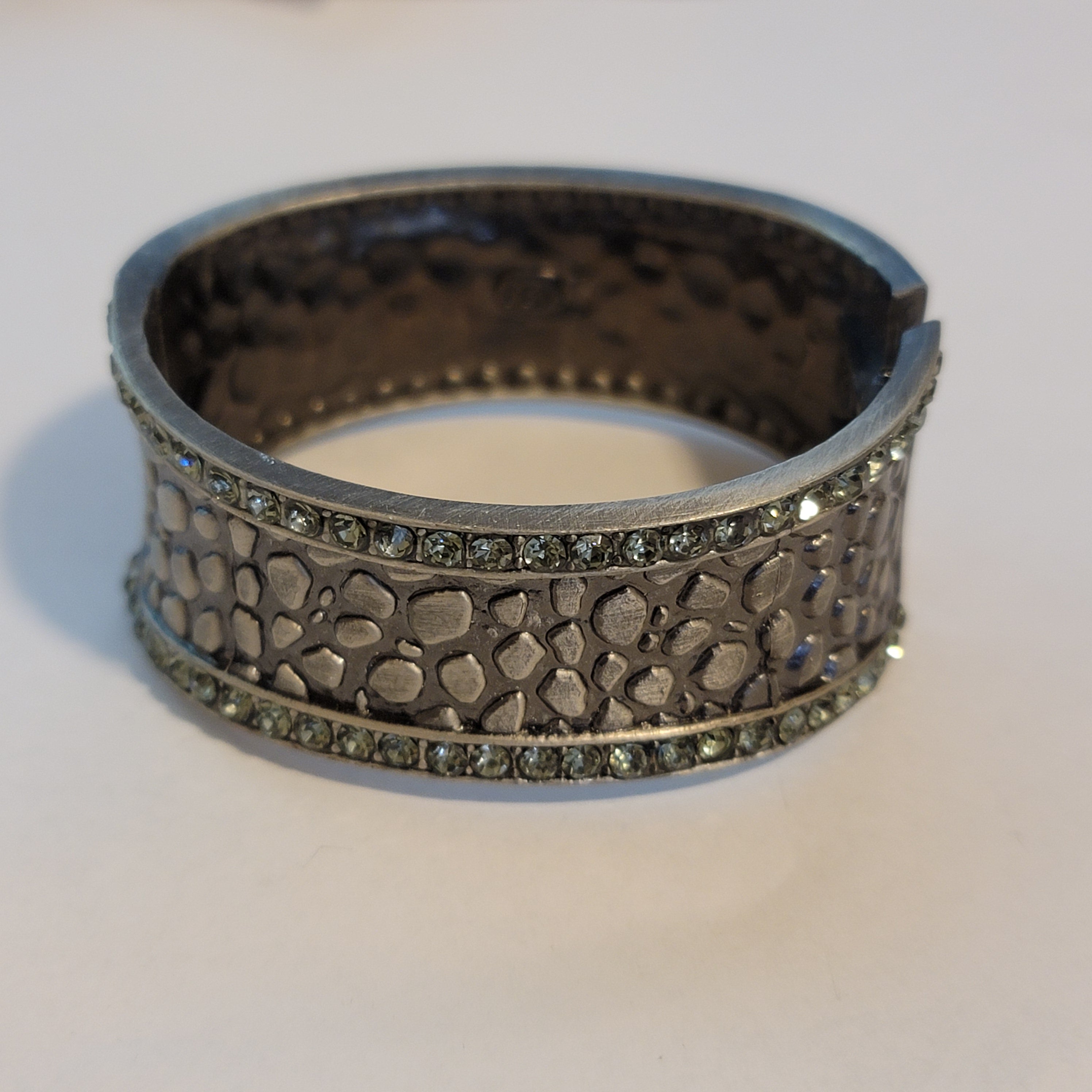Silver Tone Rhinestone Clamper Bracelet