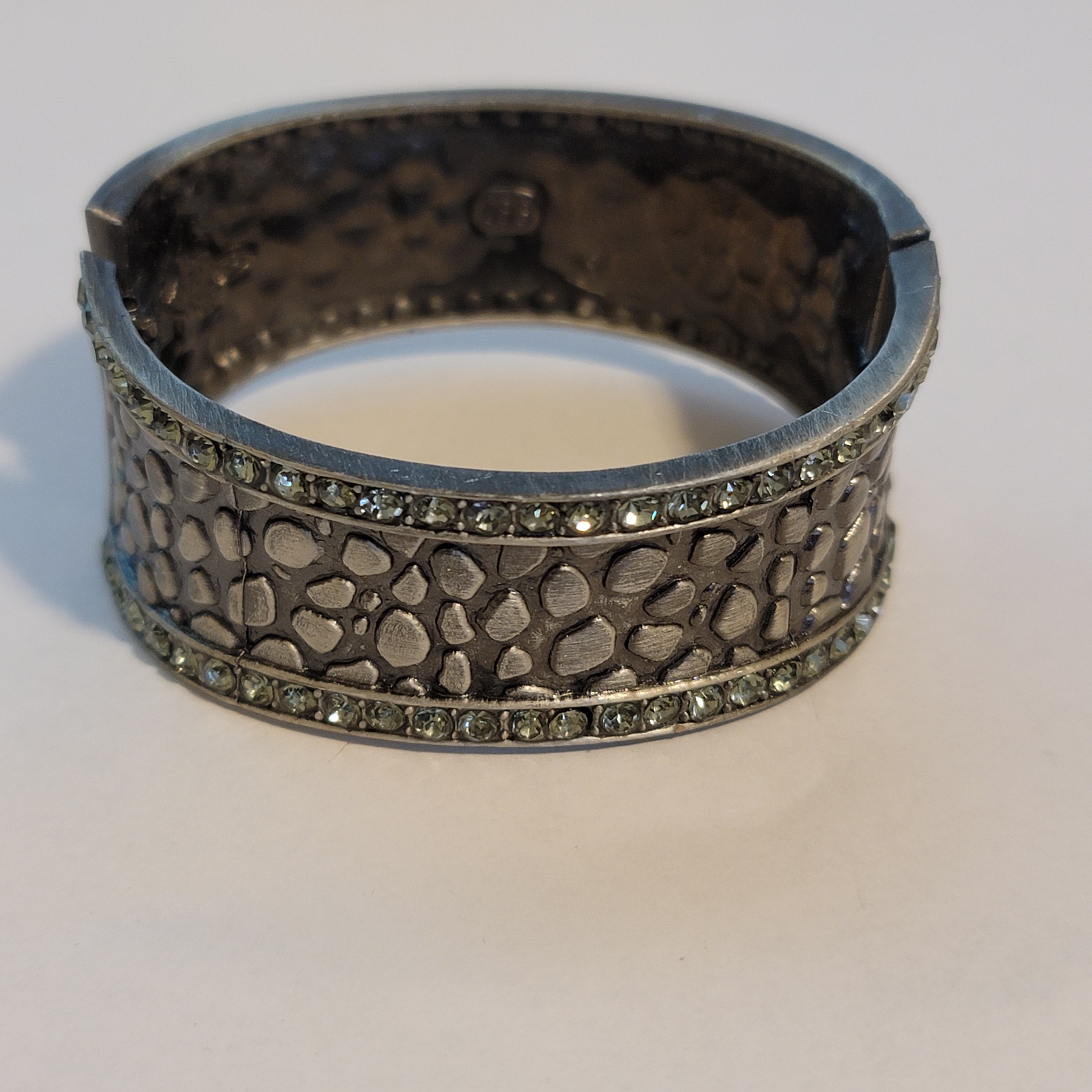 Silver Tone Rhinestone Clamper Bracelet