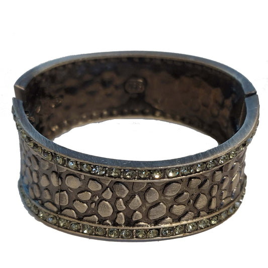 Silver Tone Rhinestone Clamper Bracelet
