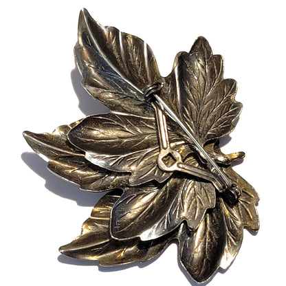 Vintage Triple Fall Leaf Brooch