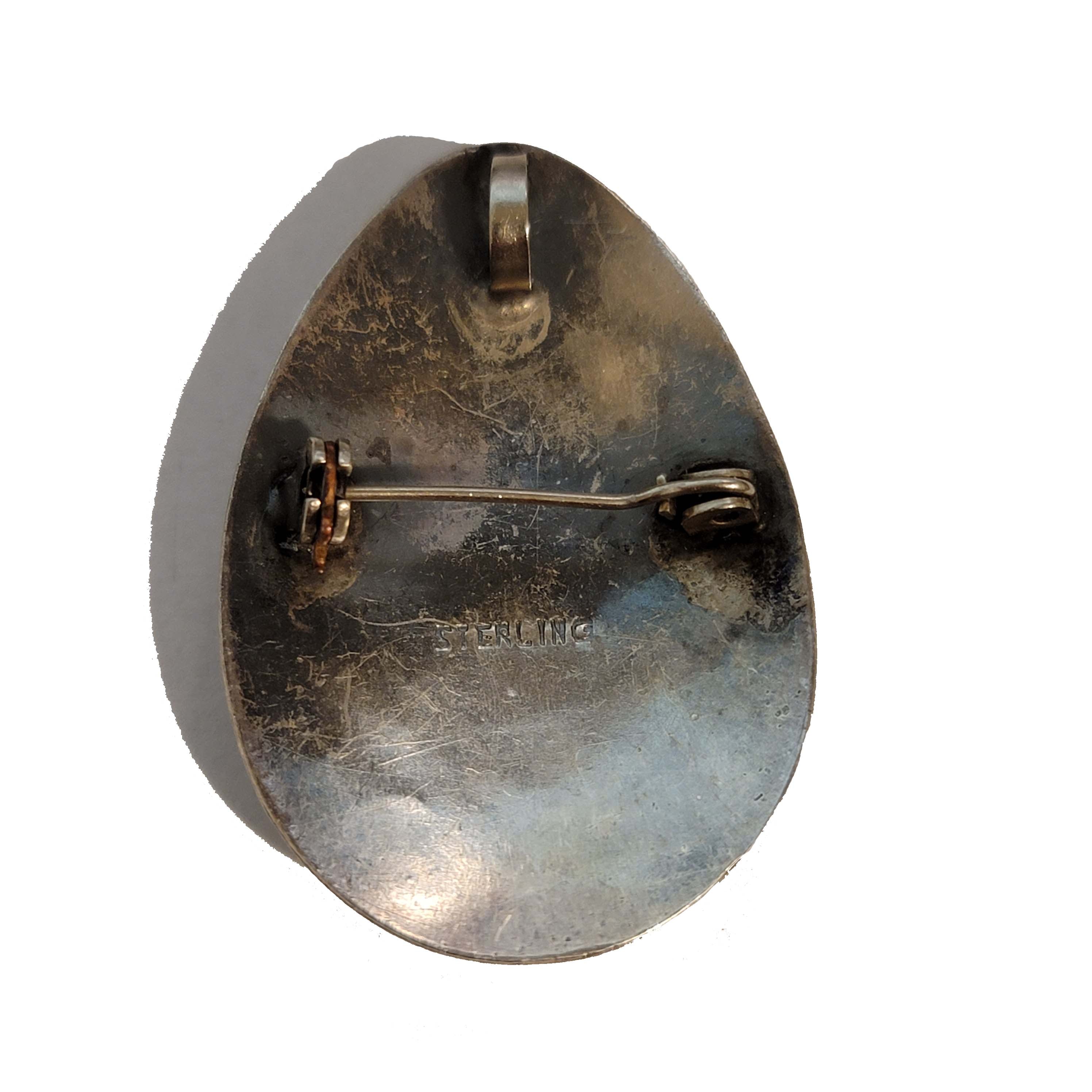 Vintage Sterling Dichroic Glass Brooch