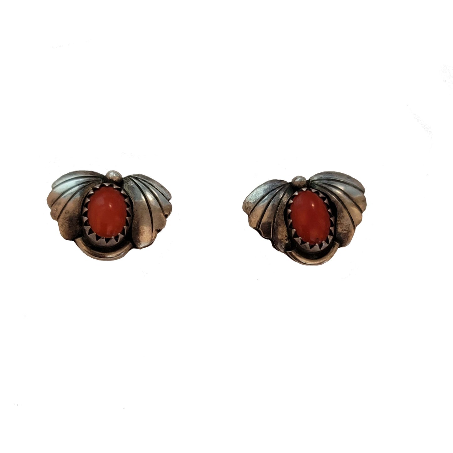 925 Sterling Silver South Western Style Coral Earrings