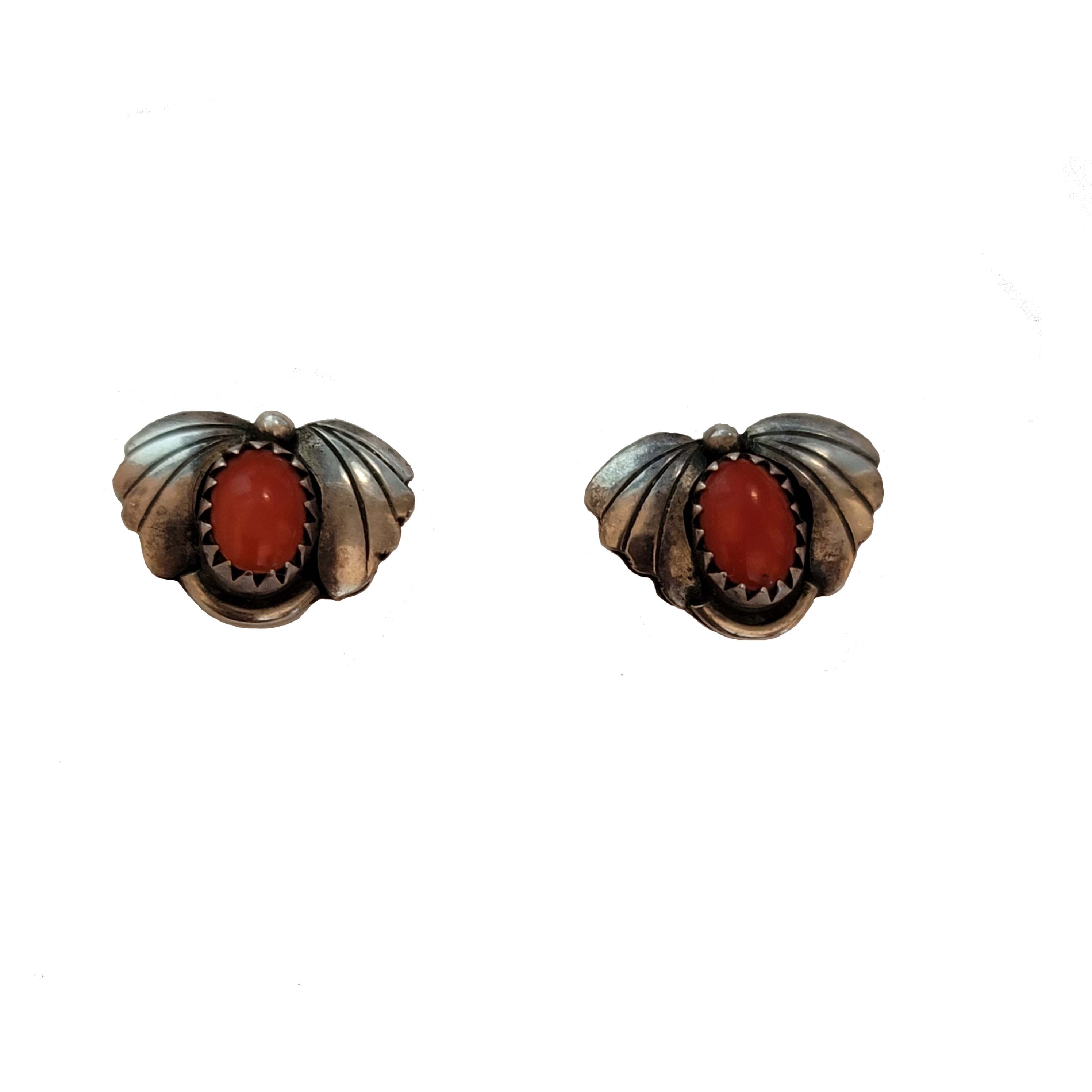 925 Sterling Silver South Western Style Coral Earrings