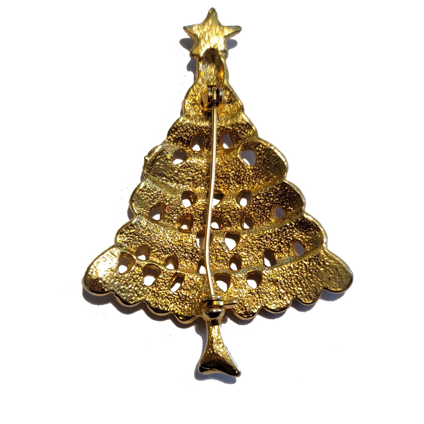 Gold Tone Christmas Tree Brooch
