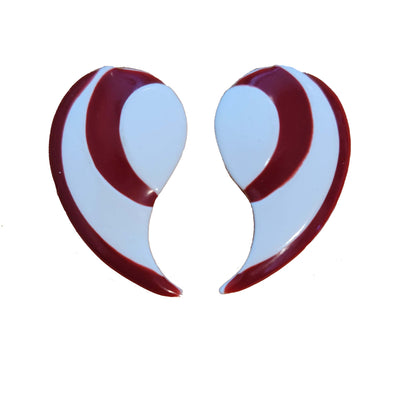 Red & White Clip On Earrings