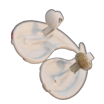 Red & White Clip On Earrings