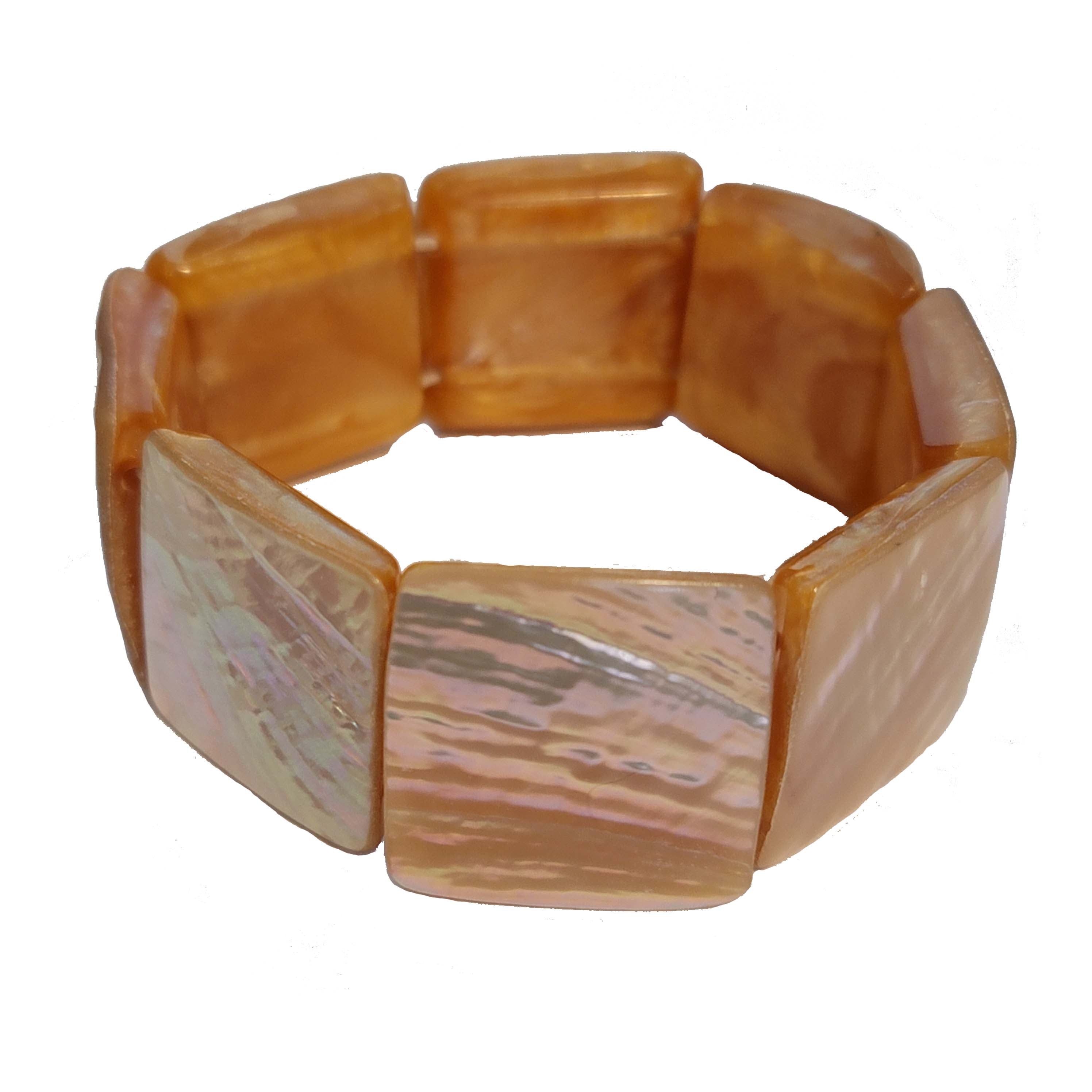 Peach Mother of Pearl Stretch Bracelet