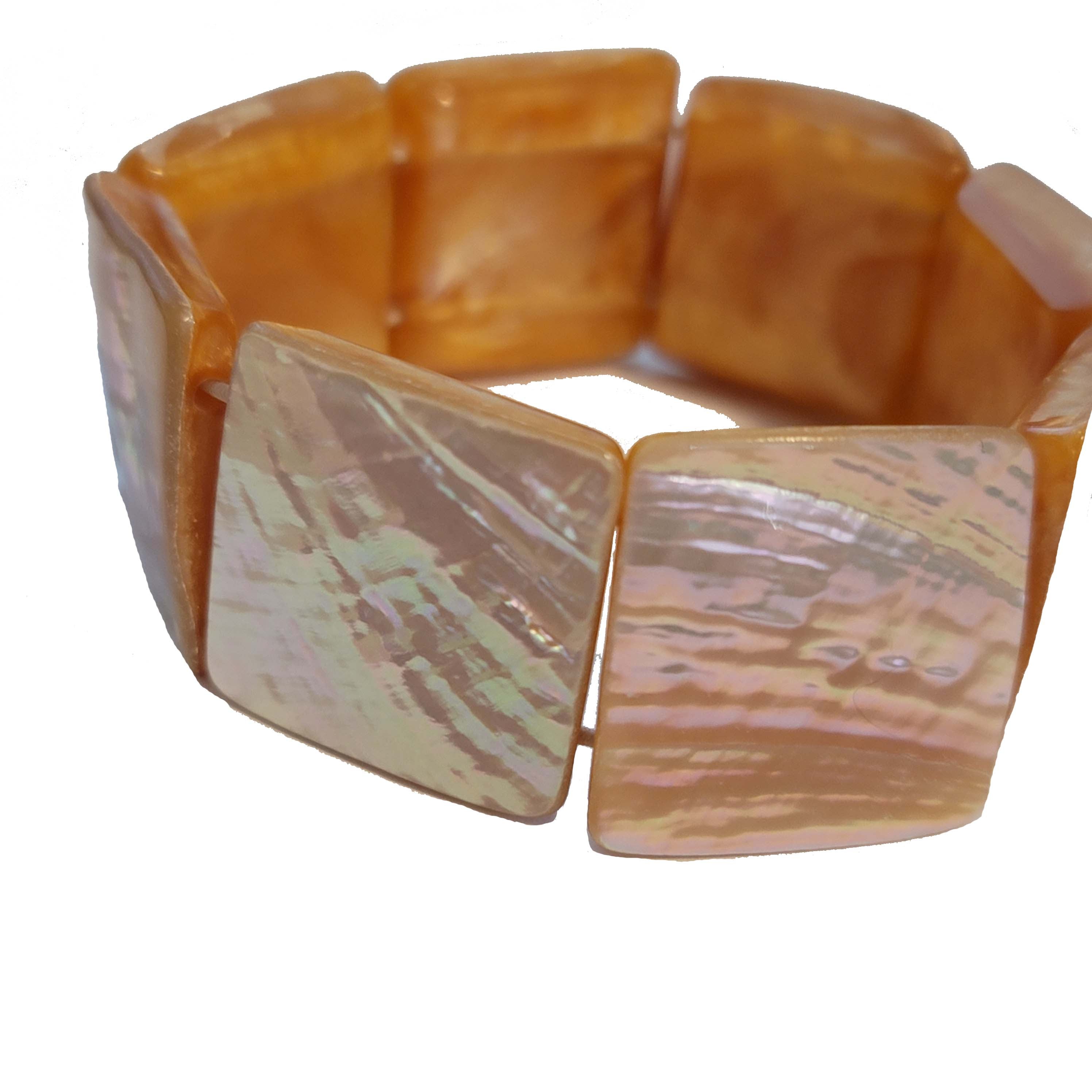 Peach Mother of Pearl Stretch Bracelet