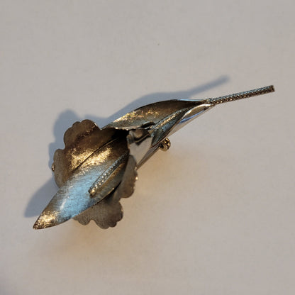 Silver Tone Flower Brooch