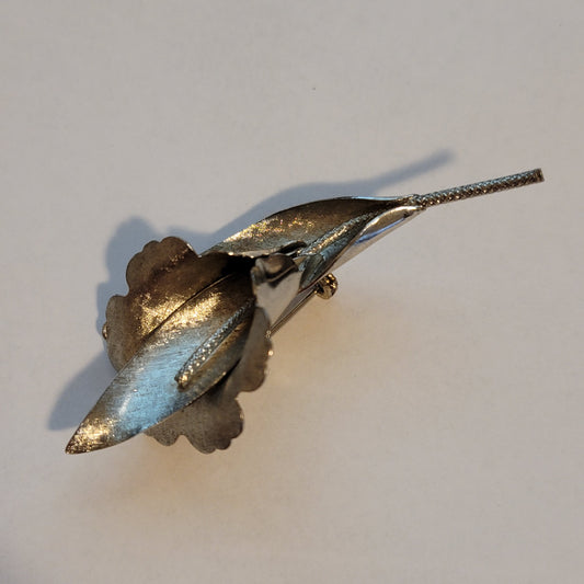 Silver Tone Flower Brooch