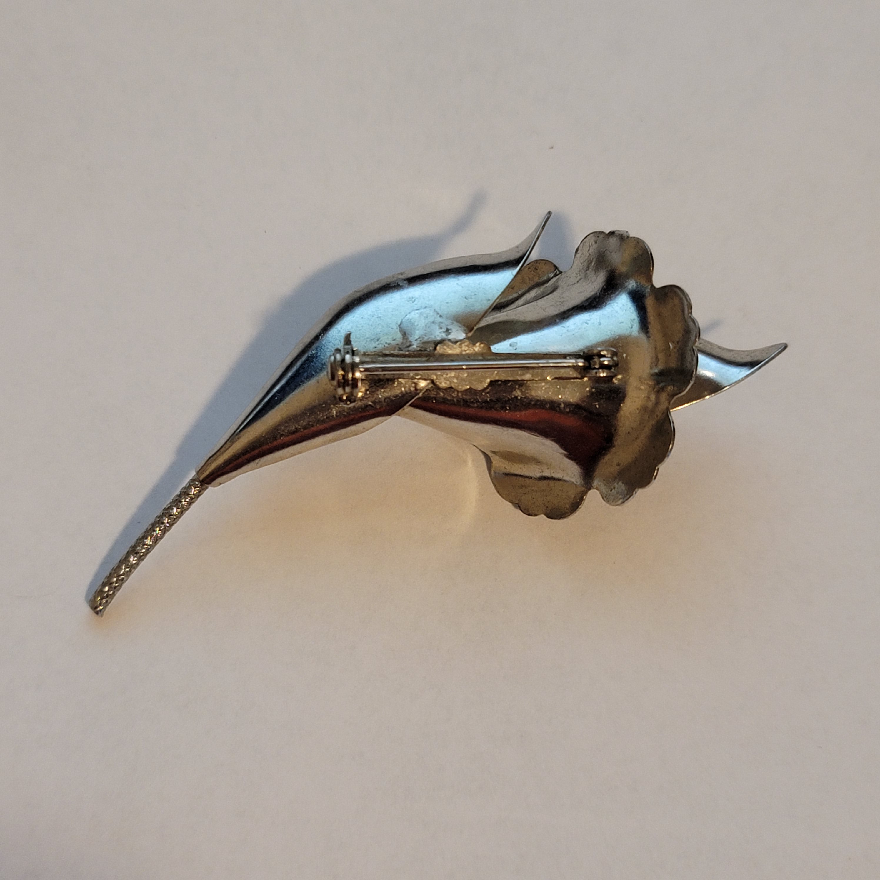 Silver Tone Flower Brooch