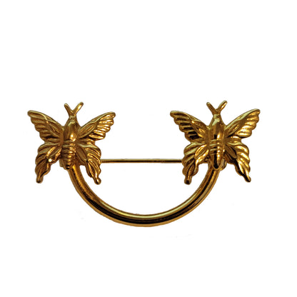 Gold Tone Double Butterfly Brooch