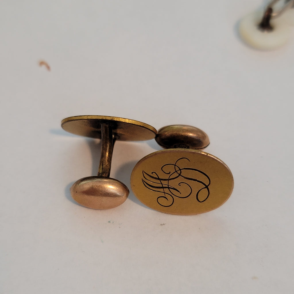 Vintage Gold Tone Monogram Cufflinks