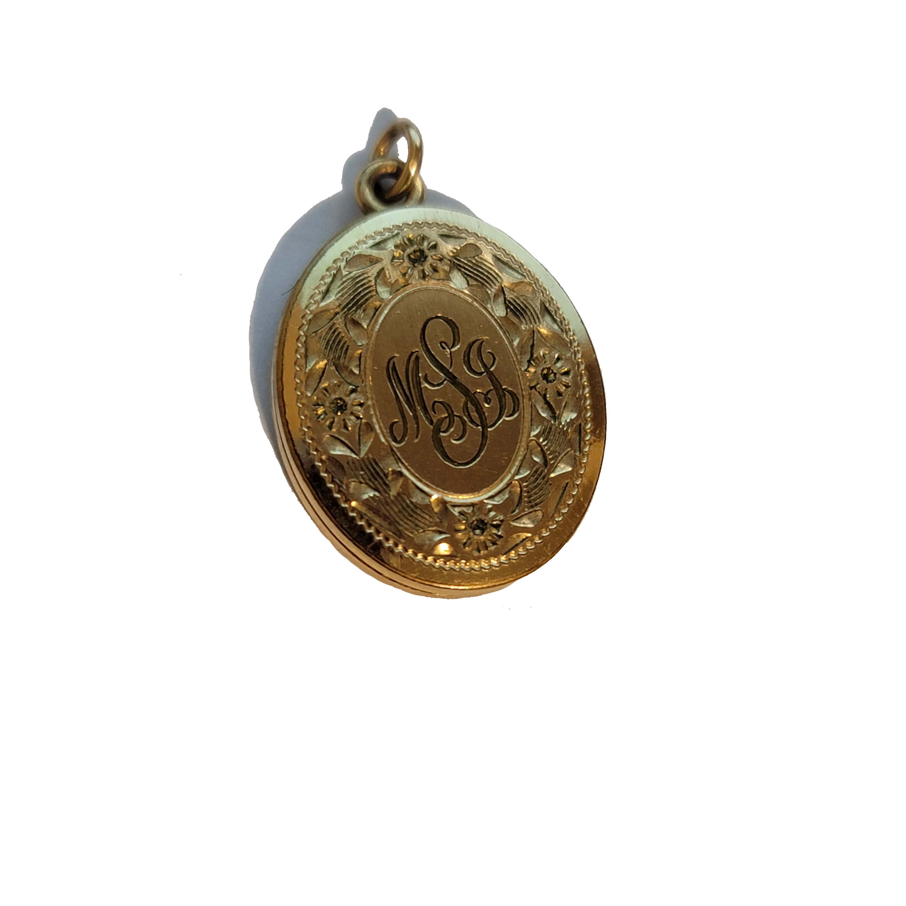 Small Gold Tone Monogram Locket